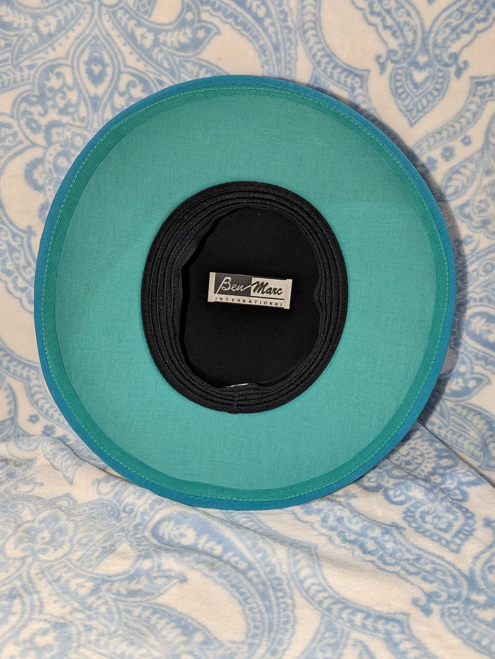 Women's Teal Wide-Brim Decorative Cloche Hat
